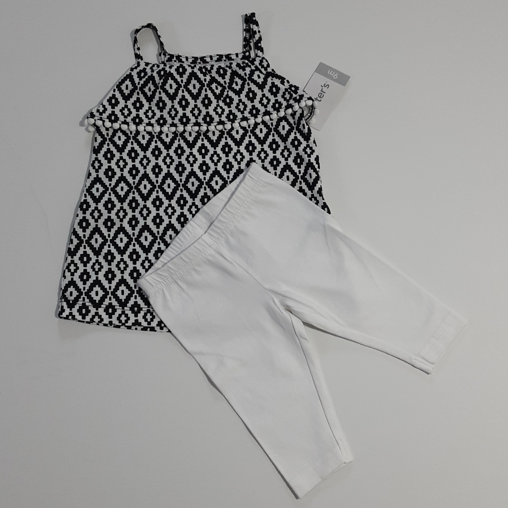 Carter's baby girl 2 piece legging set black white